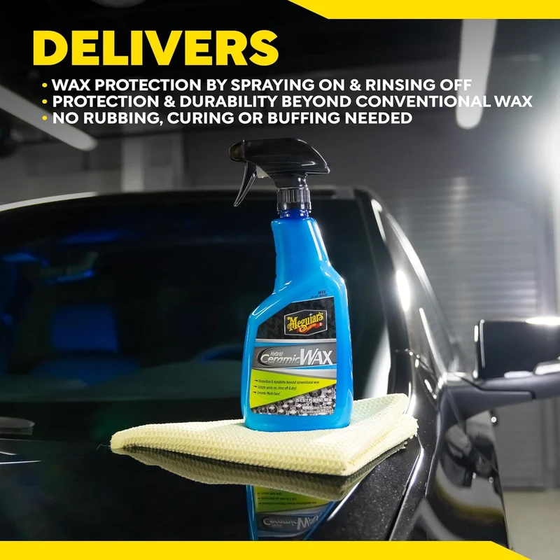 Meguiar's Hybrid Ceramic Spray Wax for Car Detailing w/ Superior Protective Power of Advanced SiO2 Hybrid Barrier - (26 Oz)