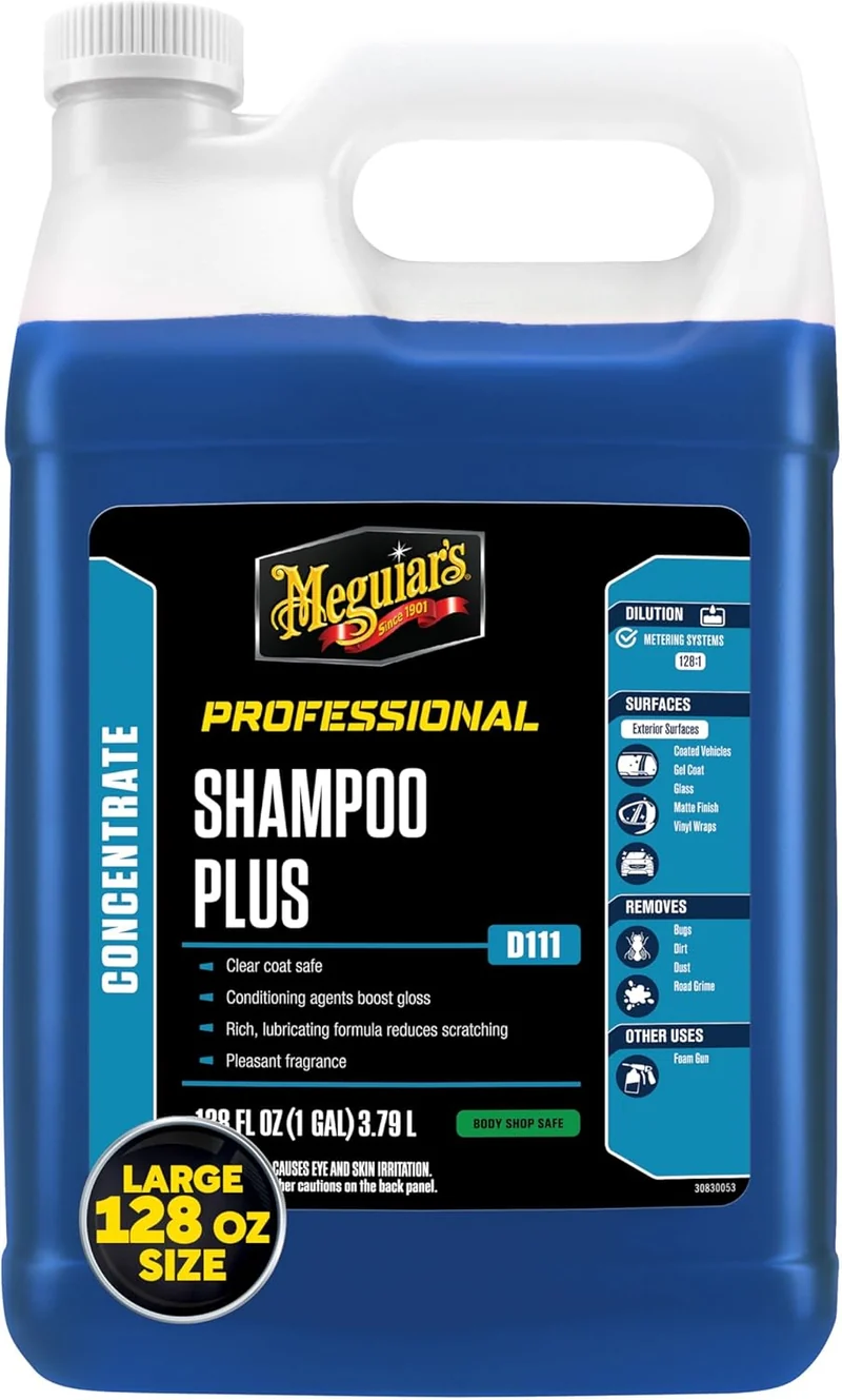 Meguiar's Shampoo Plus – Car Wash Soap Gently Cleans Without Swirling or Scratching – 1 Gallon