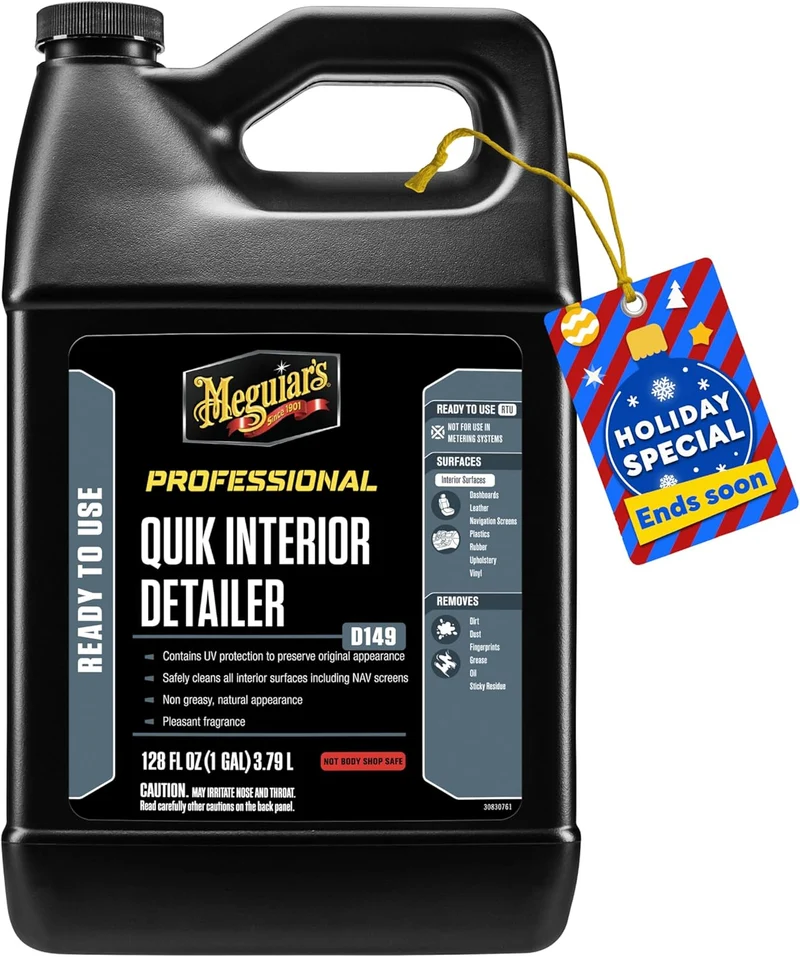 Meguiar's Detailer Quik Interior Detailer (3.79L) safely cleans all interior surfaces