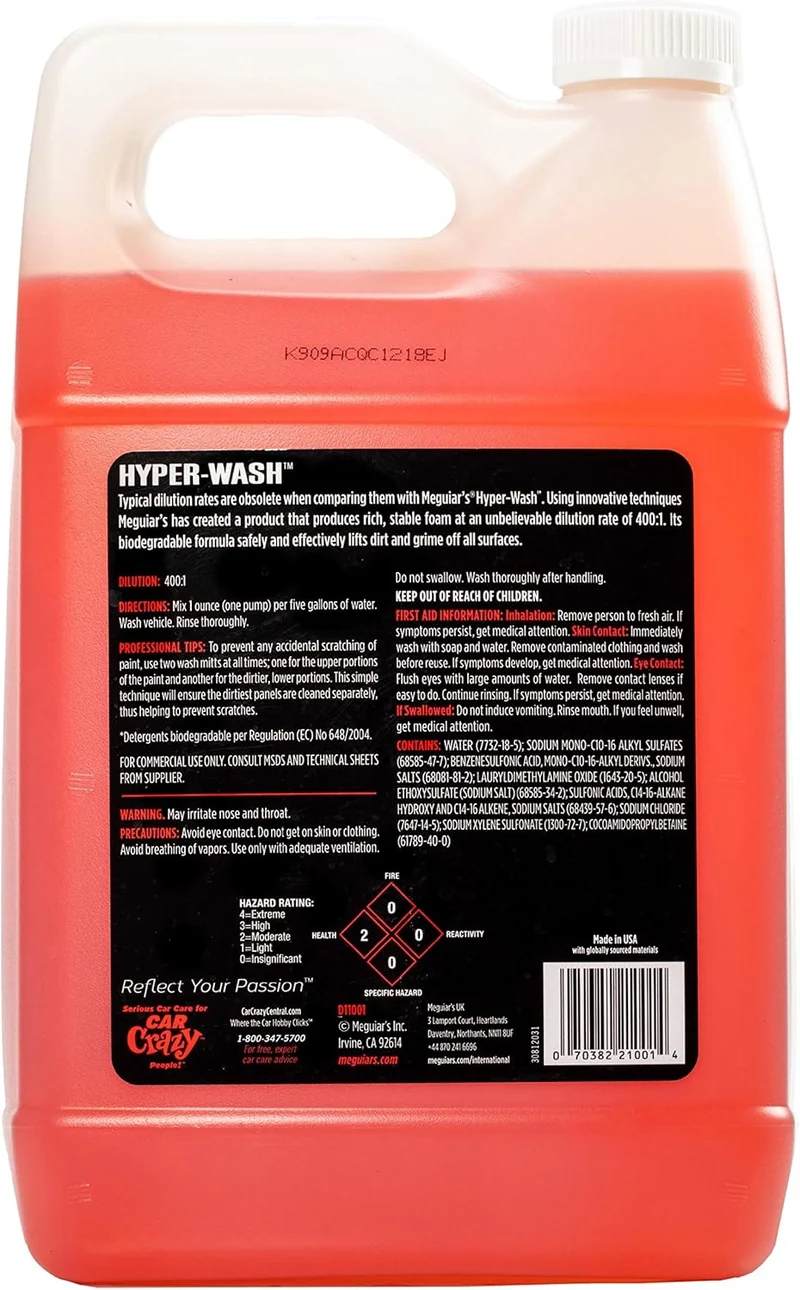 Meguiar's Hyper Wash Foaming Car Wash Lifts Off Dirt and Leaves a Rich Shine - 1 Gallon (Packaging May Vary)