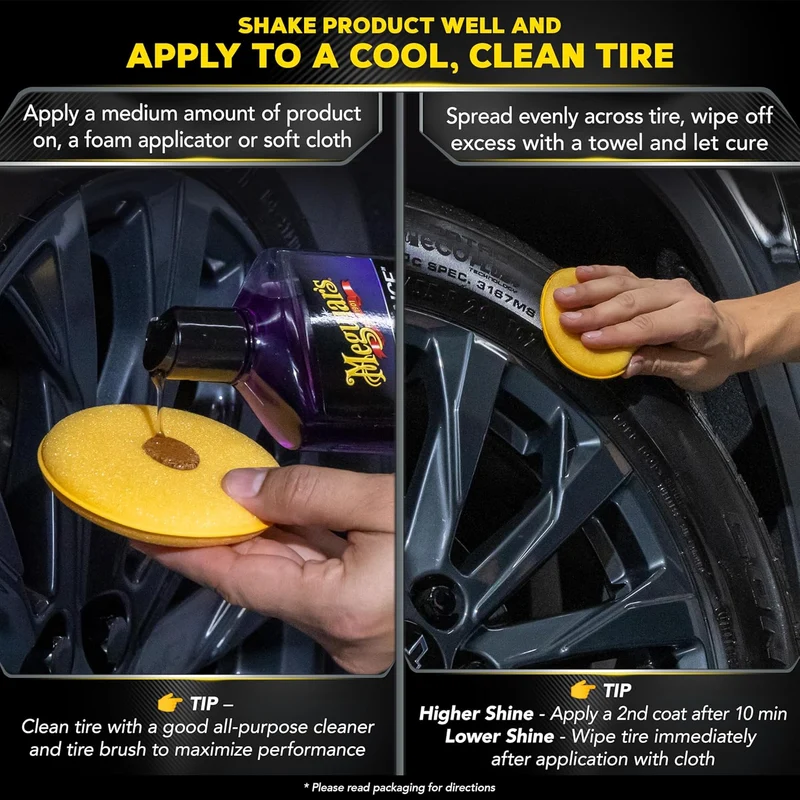 Meguiar's Endurance Premium Tire Gel for a Lasting Glossy Shine - 16 Oz Bottle (PURPLE)
