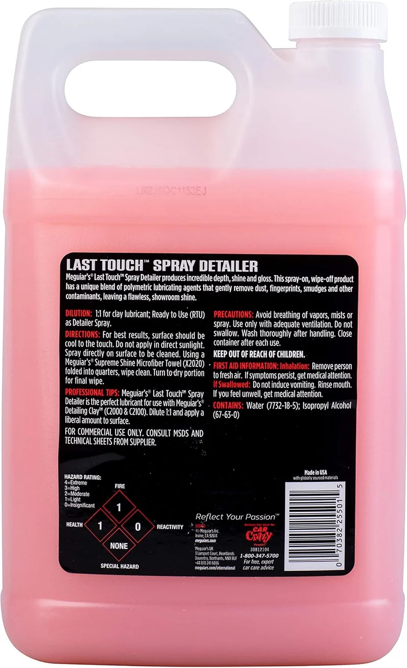 Meguiar's Last Touch Spray Detailer Removes Dust, Smudges, Fingerprints Enhances Protection, (1 Gallon)