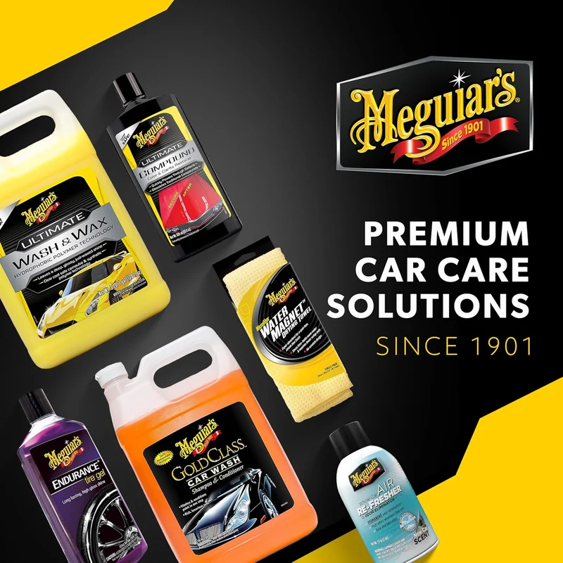 Meguiar’s Hybrid Ceramic Starter Kit - Premium Car Detailing Kit Includes Car Wash and Wax, Car Wax, Spray Detailer, and Tire Shine