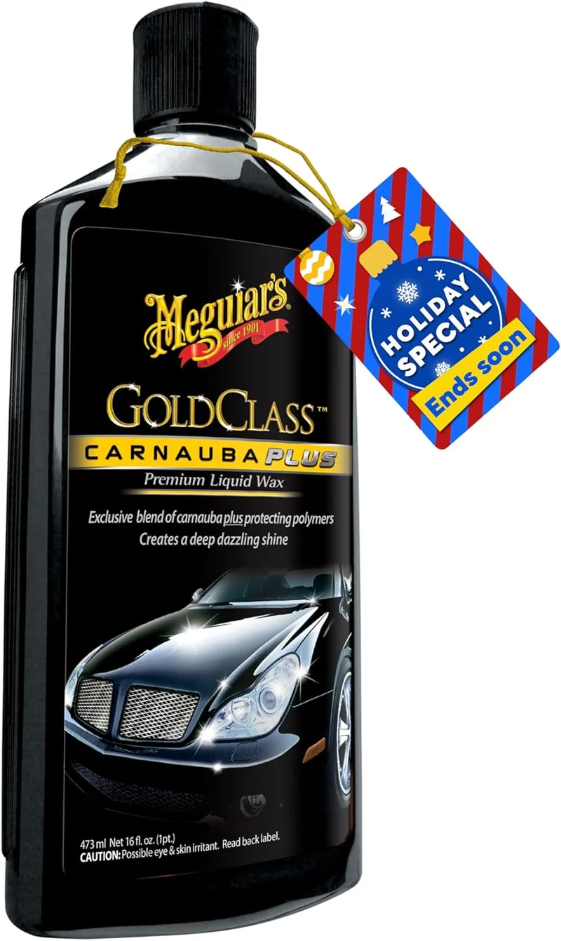 Meguiar's Gold Class Carnauba Plus Premium Liquid Wax Car Detailing Kit w/ Pure Carnauba Wax Blend and a Foam (16 Oz)