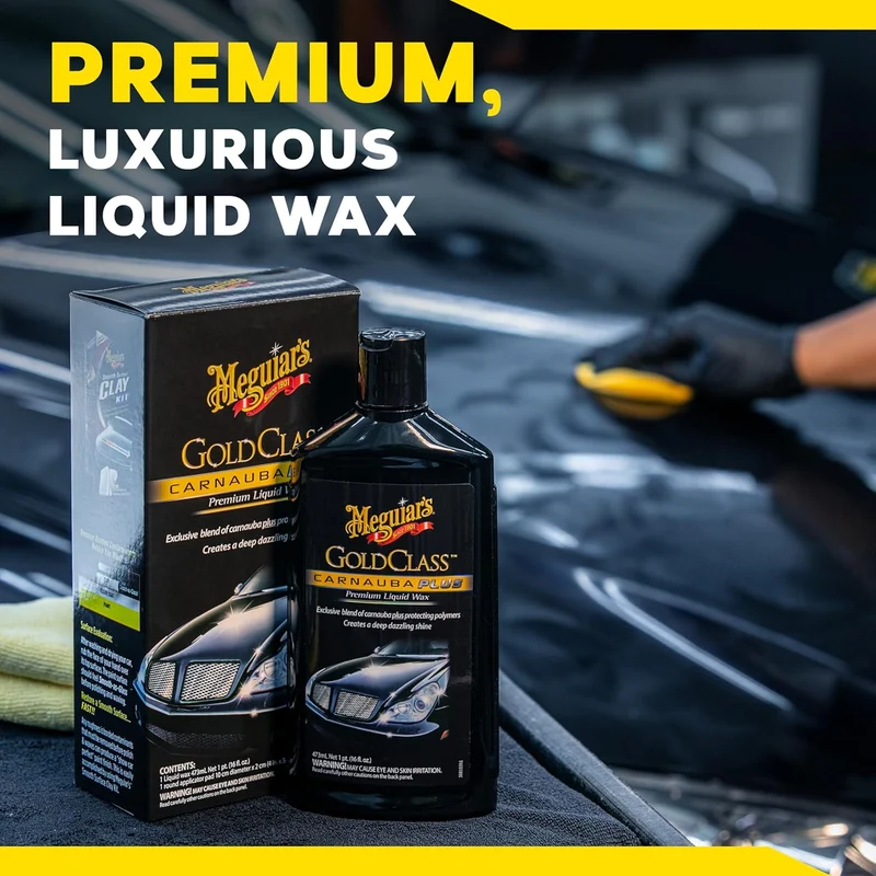 Meguiar's Gold Class Carnauba Plus Premium Liquid Wax Car Detailing Kit w/ Pure Carnauba Wax Blend and a Foam (16 Oz)