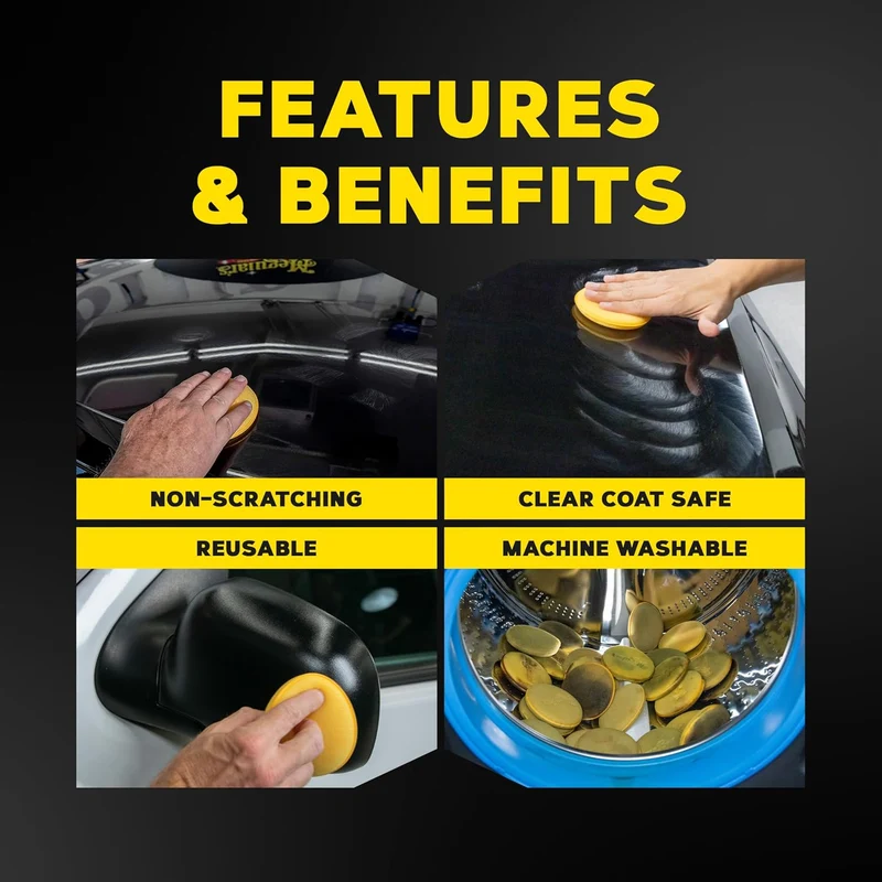 Meguiar's 4" Foam Applicator Pads Ultra-Soft Hand Applicators w/ a Tight-Cell Foam - 4 Pack