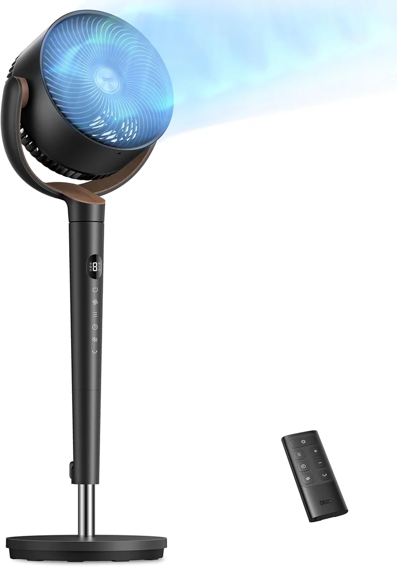 Dreo Fan 120° Oscillating , Quiet Pedestal w/ DC Motor, 9 Speeds, 4 modes, 37-42" Adjustable Height, 9H Timer - Black