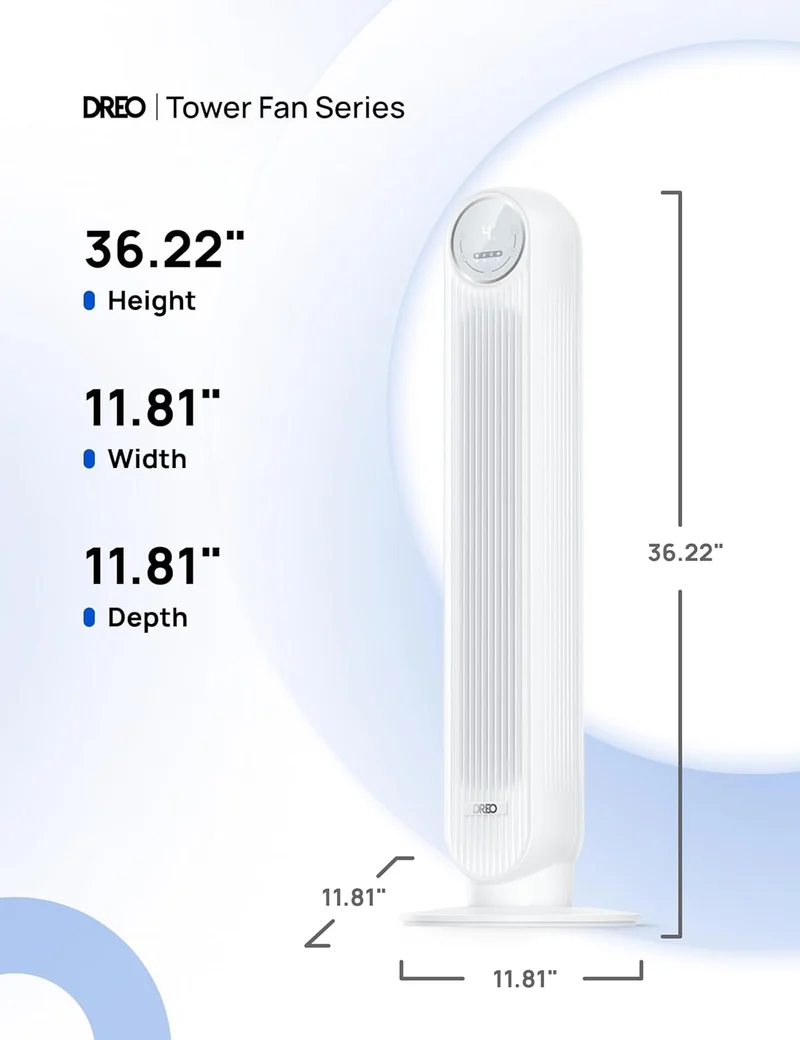 Tower Fan 25ft/s Velocity Quiet Floor Fan, 90° Oscillating w/ 4 Speeds, 4 Modes, 8H Timer - White