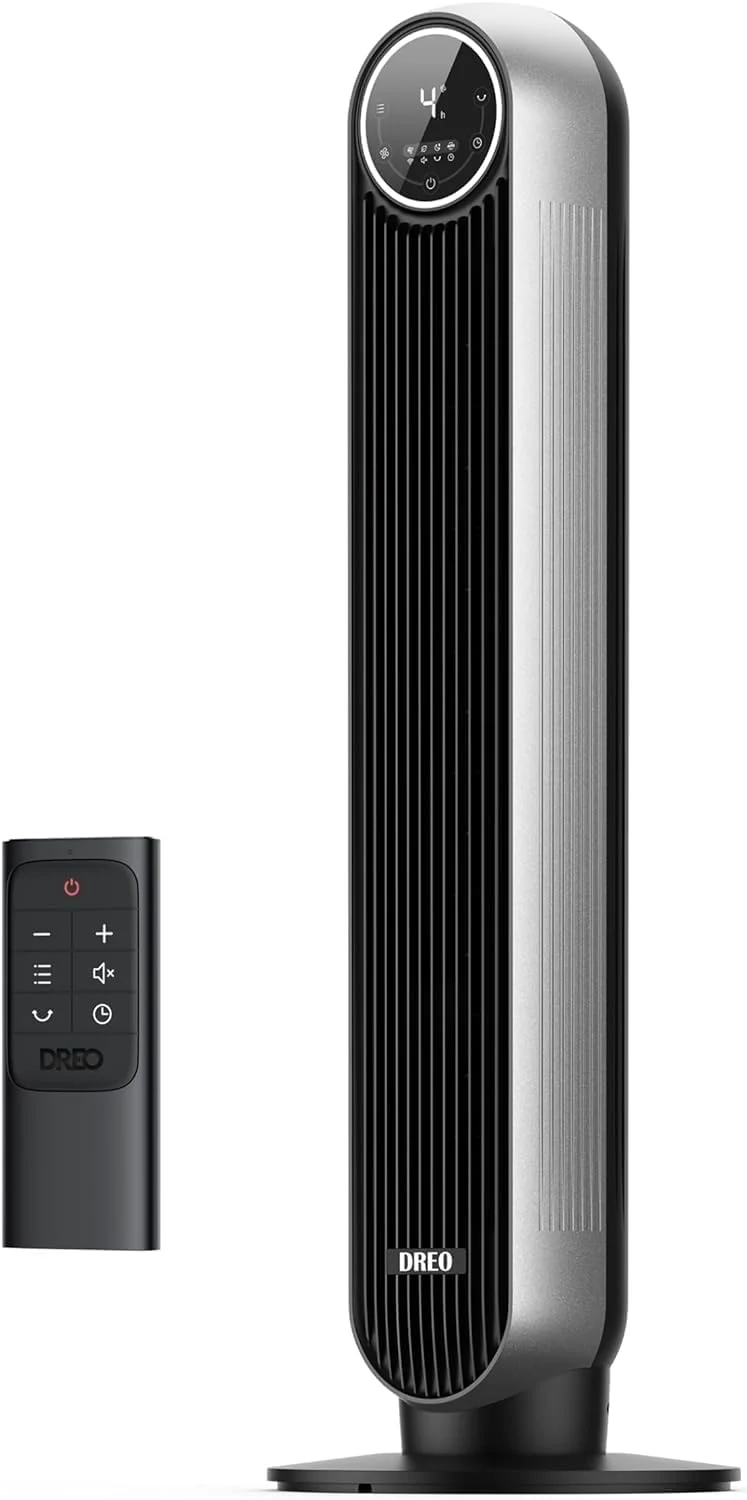 Tower Fan 25ft/s Velocity Quiet Floor Fan, 90° Oscillating w/ 4 Speeds, 4 Modes, 8H Timer - Silver