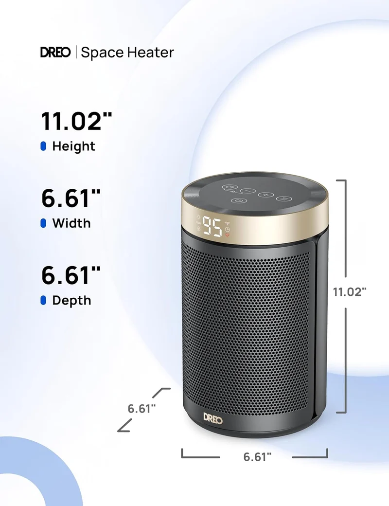 Portable Electric Space Heaters for Indoor Use with Thermostat and Remote Digital Display, 12H Timer, 5 Mode, 1500W PTC Ceramic - GOLD