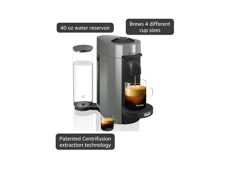 Nespresso Vertuo Plus Coffee and Espresso Maker by De'Longhi w/ Aeroccino Milk Frother - Grey