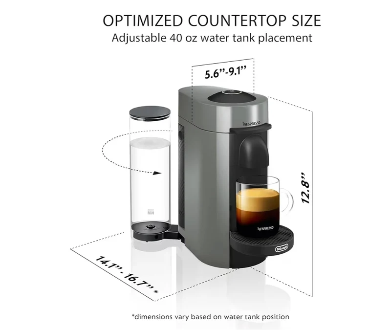 Nespresso Vertuo Plus Coffee and Espresso Maker by De'Longhi - Grey