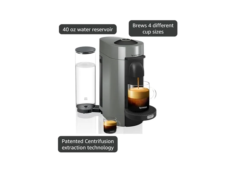Nespresso Vertuo Plus Coffee and Espresso Maker by De'Longhi - Grey