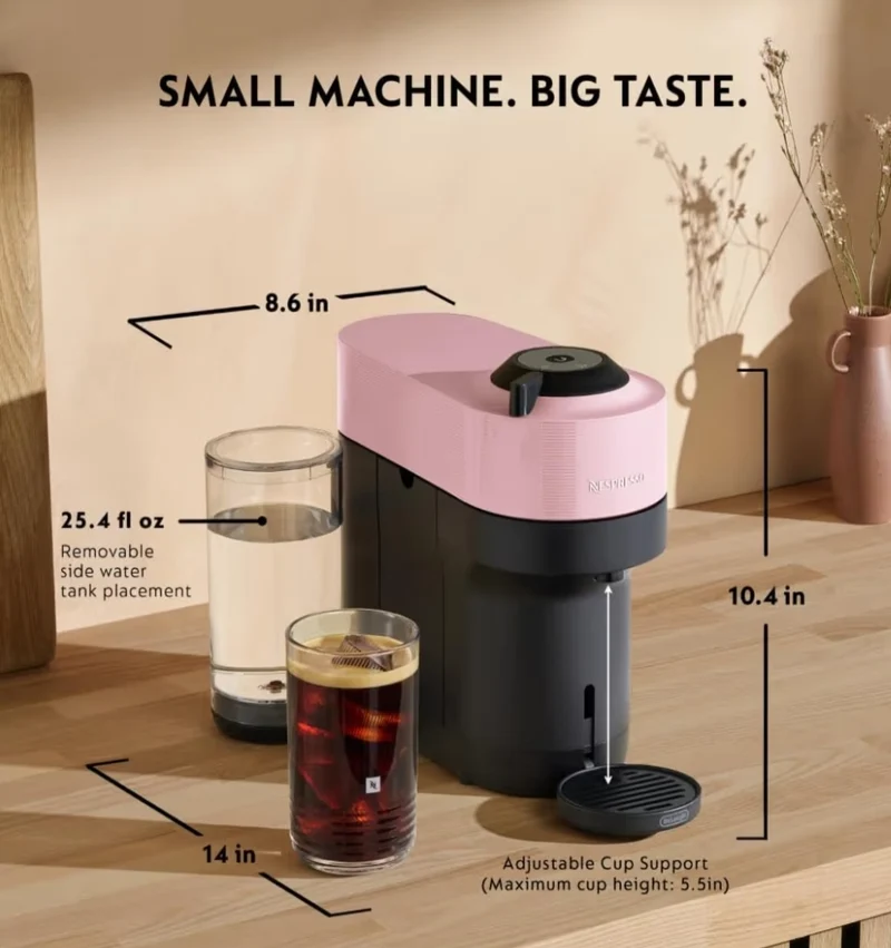Nespresso Vertuo Pop+ Coffee and Espresso Maker by De'Longhi with Milk Frother - Candy Pink