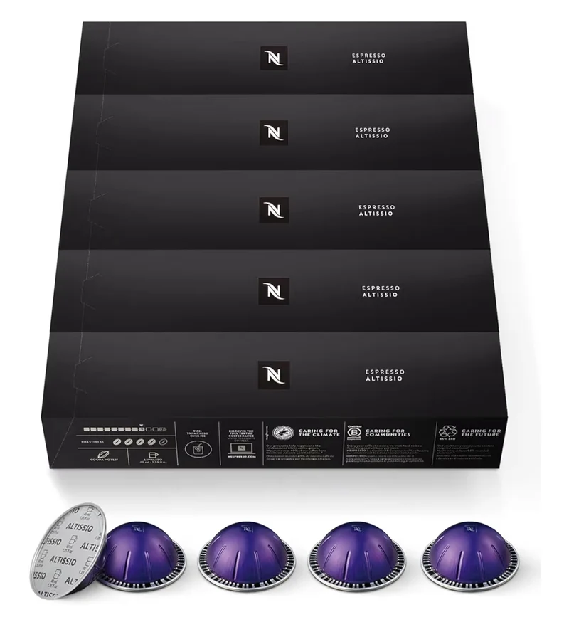 Nespresso Capsules Vertuo, Altissio, Medium Roast Espresso Coffee - 50 CT Espresso Pods, Brews (1.35oz.)