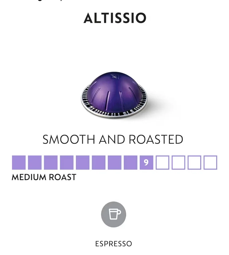 Nespresso Capsules Vertuo, Altissio, Medium Roast Espresso Coffee - 50 CT Espresso Pods, Brews (1.35oz.)