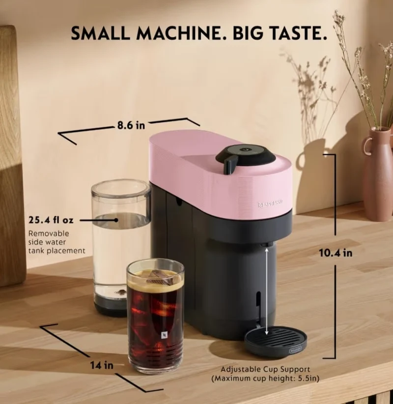 Nespresso Vertuo Pop+ Coffee and Espresso Maker by De'Longhi - Candy Pink