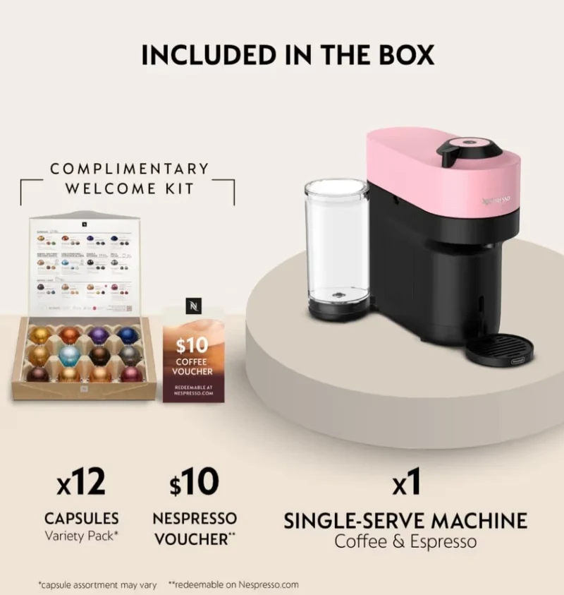 Nespresso Vertuo Pop+ Coffee and Espresso Maker by De'Longhi - Candy Pink