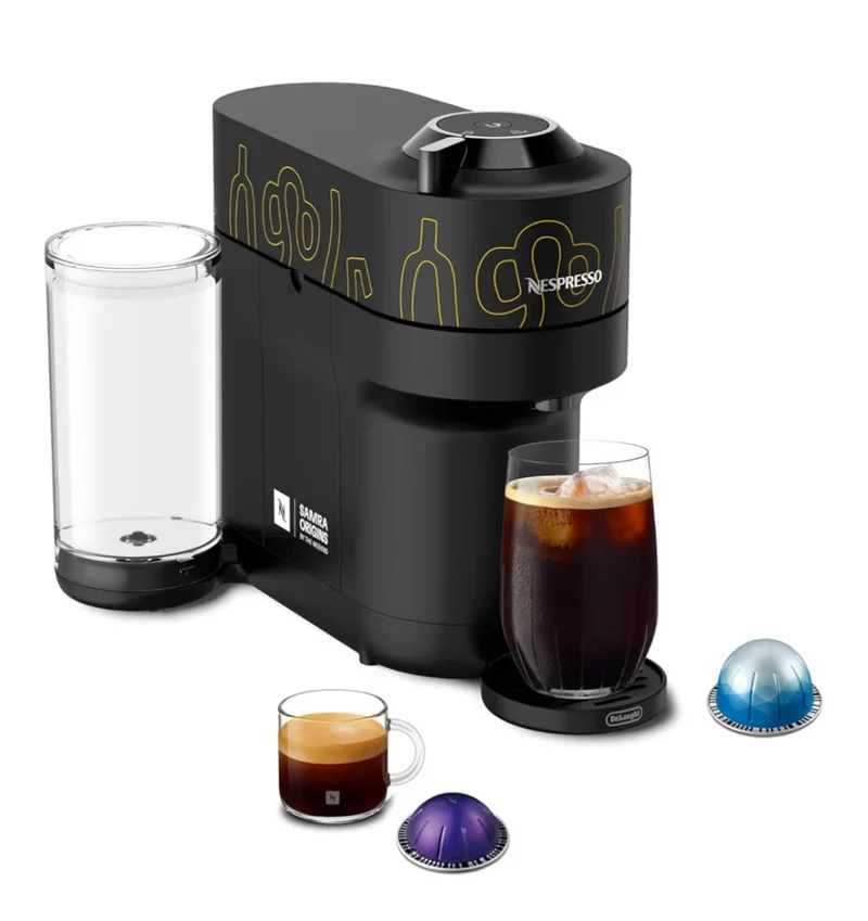 Nespresso Vertuo Pop+ Coffee and Espresso Maker by De'Longhi, Samra Origins by The Weeknd - Vertuo Buna Yellow