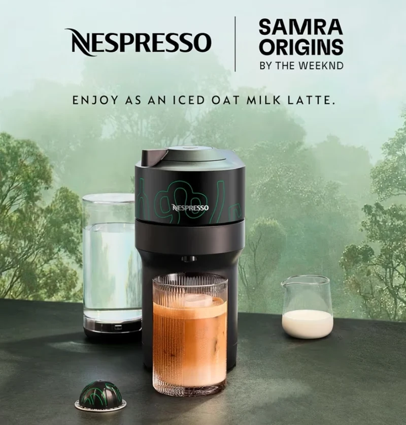 Nespresso Vertuo Pop+ Coffee and Espresso Maker by Breville, Samra Origins by The Weeknd - Metad Green
