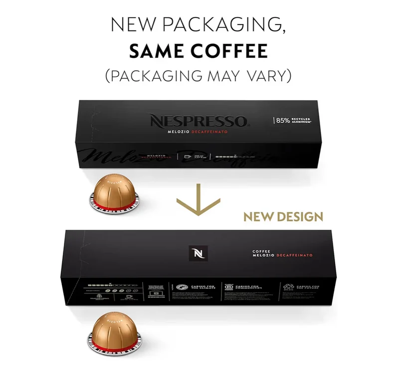 Nespresso Capsules Vertuo, Melozio Decaffeinato, Medium Roast Espresso - (30Ct) Coffee Pods Brews (7.8 oz.)