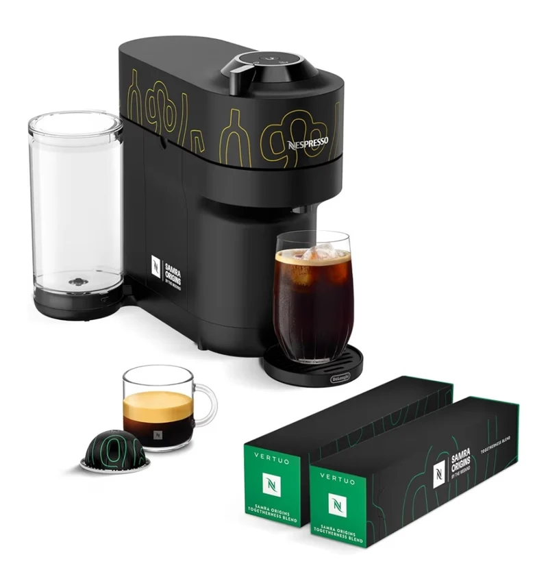 Nespresso Vertuo Pop+ Coffee and Espresso Maker by De'Longhi, Samra Origins by The Weeknd, Double Espresso - Light Roast (20Ct )