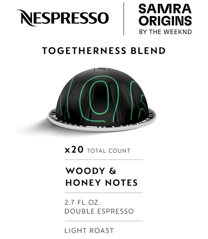 Nespresso Vertuo Pop+ Coffee and Espresso Maker by De'Longhi, Samra Origins by The Weeknd, Double Espresso - Light Roast (20Ct )