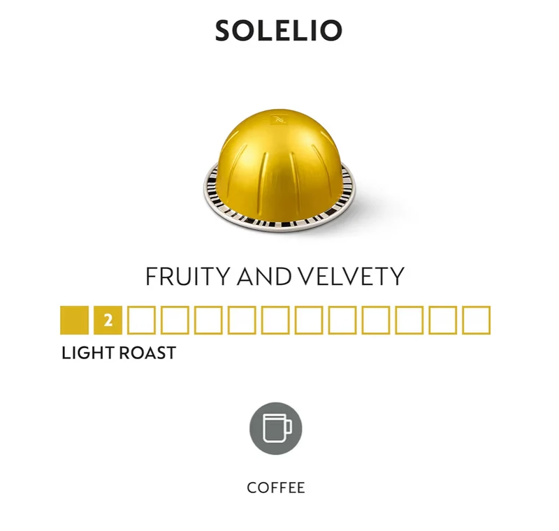 Nespresso Capsules Vertuo, Solelio, Mild Roast Coffee - (30 Ct )Coffee Pods Brews (7.8 oz.)