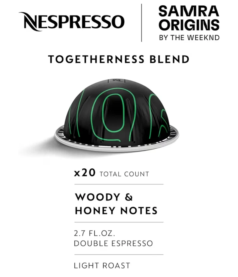 Nespresso Vertuo Pop+ Coffee and Espresso Maker by Breville, Samra Origins by The Weeknd, Double Espresso, Light Roast - 20CT Pods