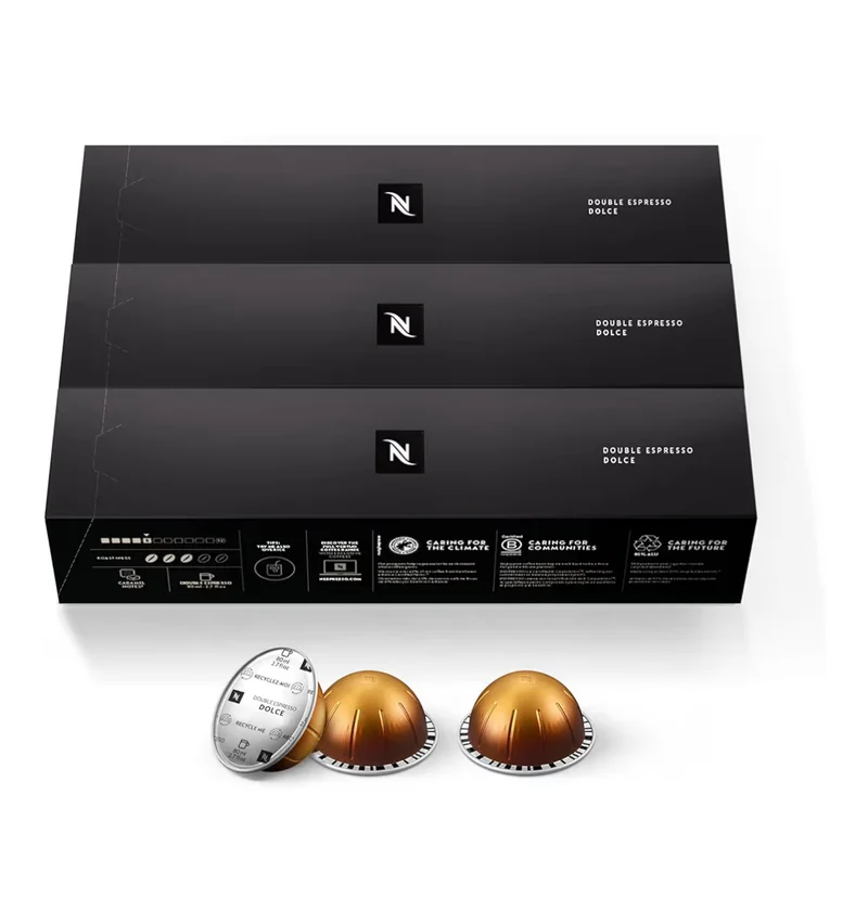 Nespresso Capsules Vertuo, Double Espresso Dolce, Brews 2.7 oz. - 30-CT Espresso Pods