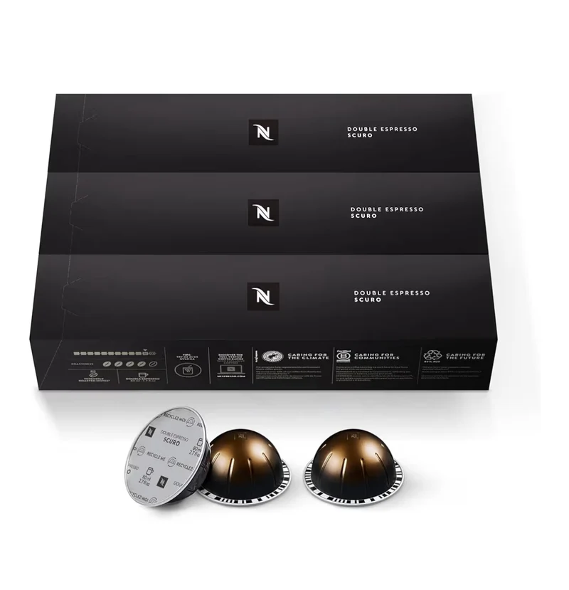 Nespresso Capsules Vertuo, Double Espresso Scuro, Dark Roast Espresso Coffee,Brews 2.7oz. - 30CT Coffee Pods