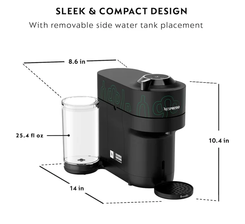 Nespresso Vertuo Pop+ Coffee & Espresso Maker by Breville + Aeroccino3 Milk Frother with 20 CT Coffee Pods