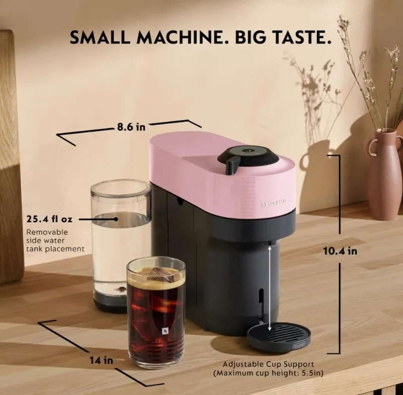 Nespresso Vertuo Pop+ Coffee and Espresso Maker by De'Longhi with Milk Frother - Candy Pink