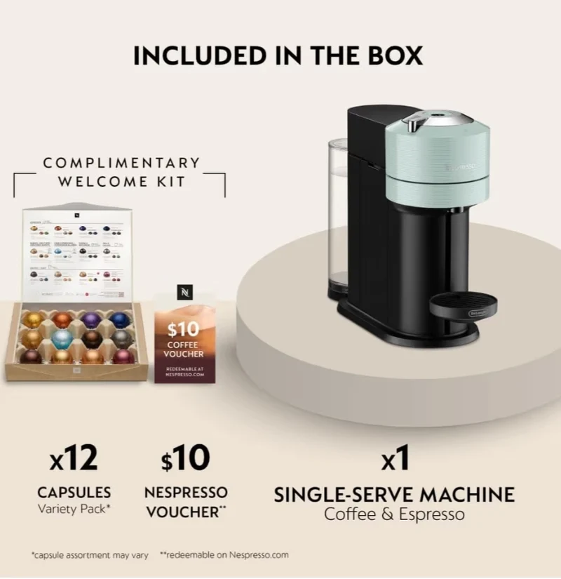 Nespresso Vertuo Next Coffee and Espresso Maker by De'Longhi - JADE