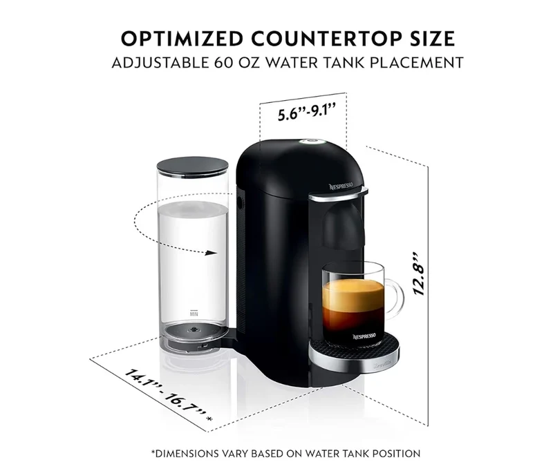 Nespresso Breville Vertuo Plus Deluxe Coffee and Espresso Maker by Breville, Black