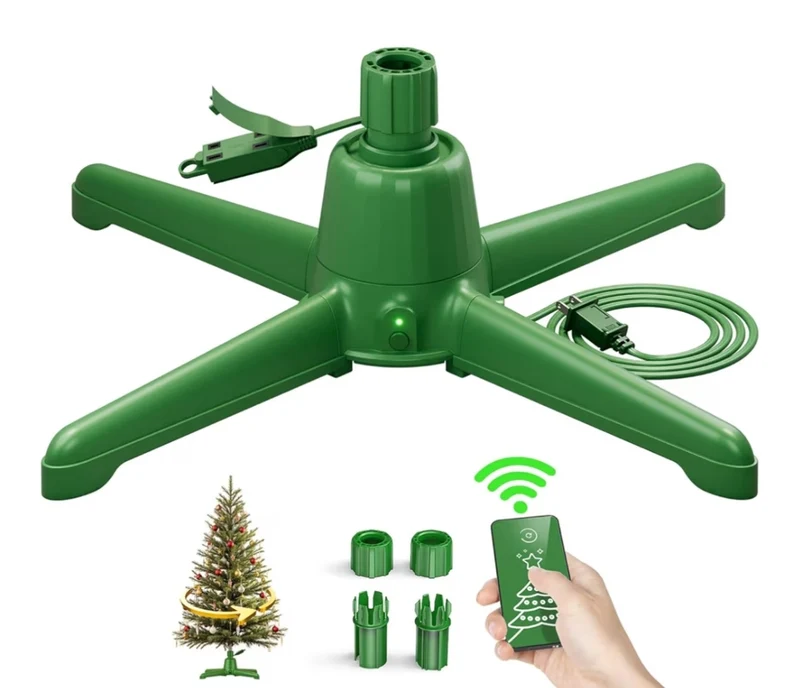 Rotating Christmas Tree Stand w/ Remote Control, Stable 360 Revolving Base Stand, Up to 7.5ft. Adjustable Artificial Christmas Tree