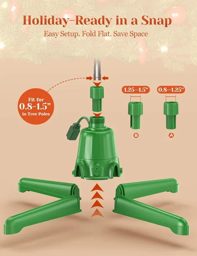 Rotating Christmas Tree Stand w/ Remote Control, Stable 360 Revolving Base Stand, Up to 7.5ft. Adjustable Artificial Christmas Tree