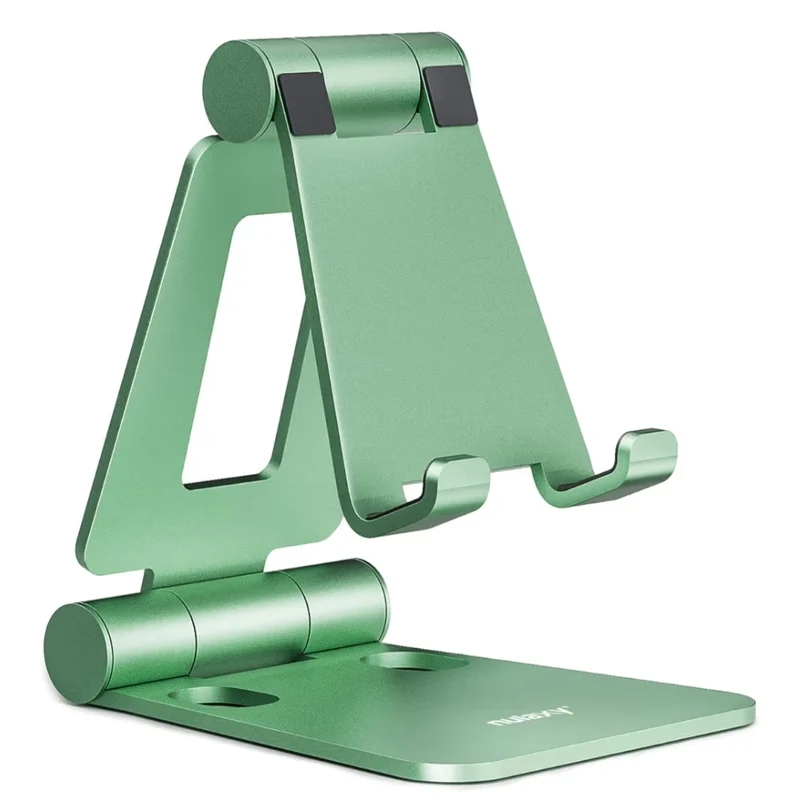Dual Folding Fully Adjustable Foldable Phone Cradle Dock Compatible w/ iPhone 11-17 Pro Max Xs Xr X 8, Nintendo Switch, All Phones - (Green)