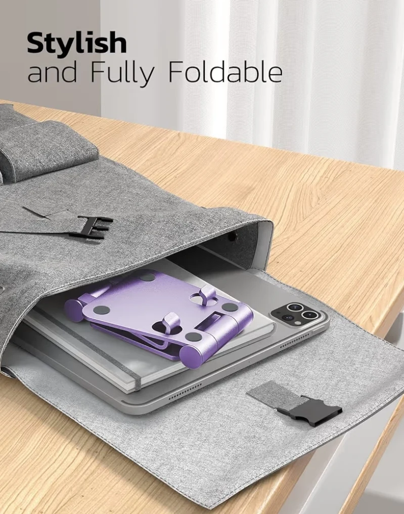 Dual Folding Fully Adjustable Foldable Phone Cradle Dock Compatible w/ iPhone 11-17 Pro Max Xs Xr X 8, Nintendo Switch, All Phones - (Purple)