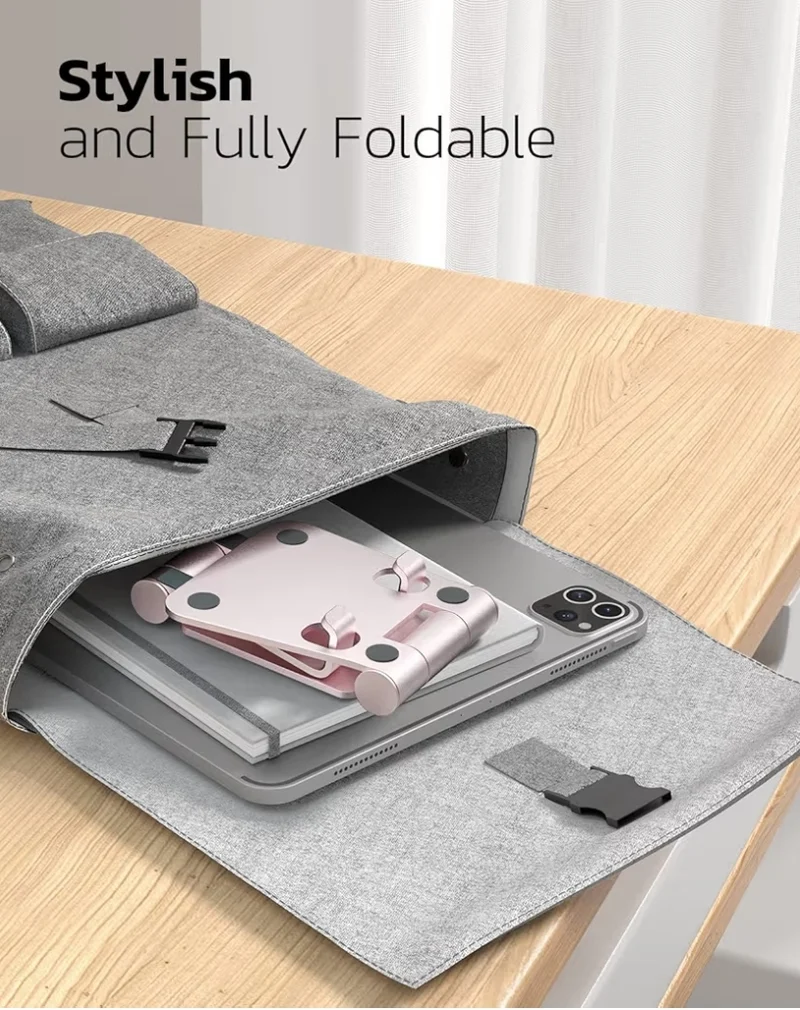 Dual Folding Fully Adjustable Foldable Phone Cradle Dock Compatible w/ iPhone 11-17 Pro Max Xs Xr X 8, Nintendo Switch, All Phones - (Rose Gold)