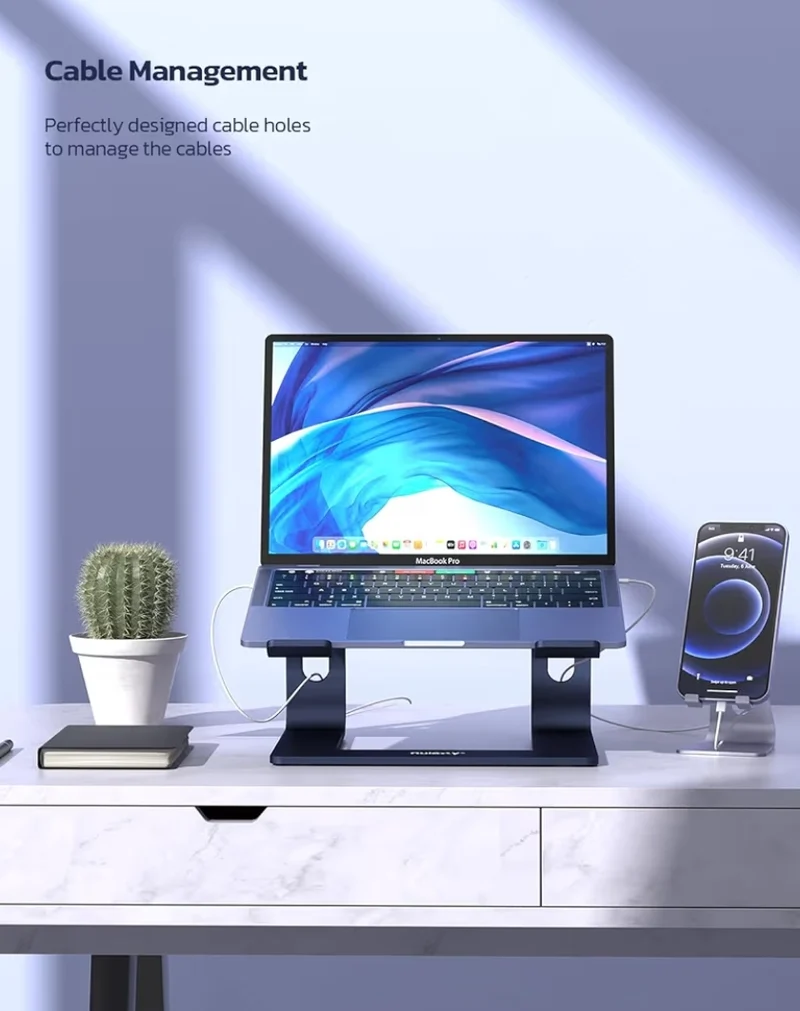 Laptop Ergonomic Aluminum Computer Stand, Detachable Riser Holder Compatible w/ MacBook Air Pro, Dell XPS, HP, Lenovo 10-15.6” (G-Blue)