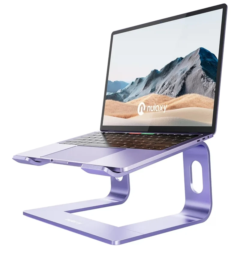 Ergonomic Aluminum Laptop Stand - Detachable Riser for 10-15.6' - (Purple)