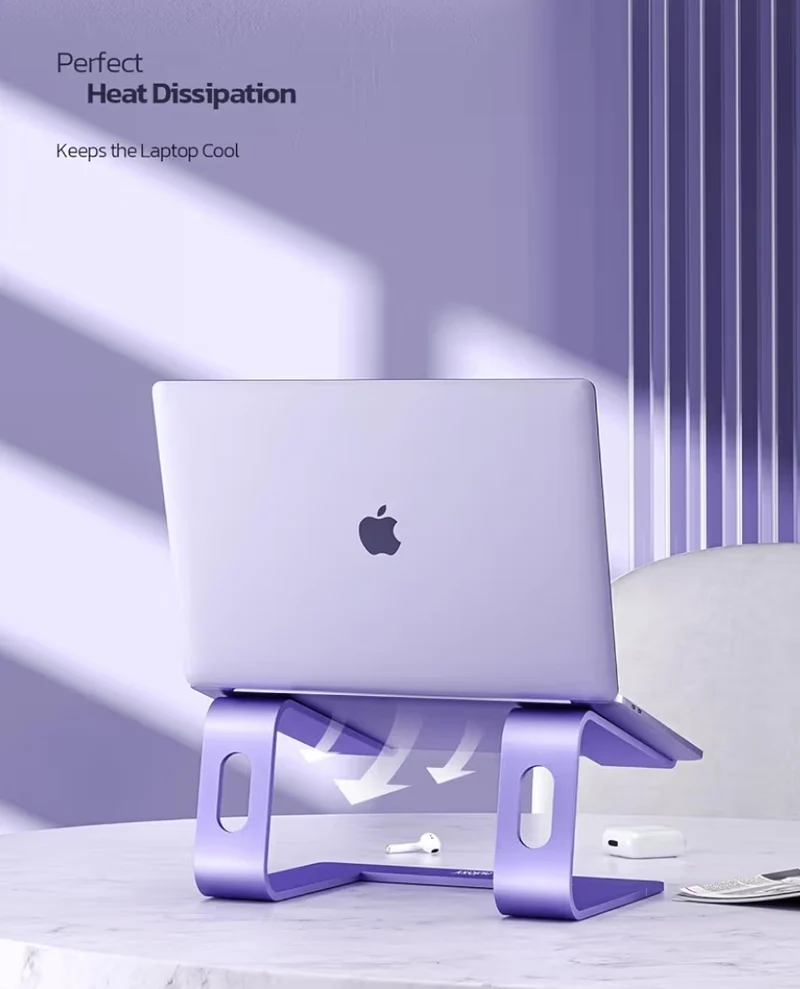 Ergonomic Aluminum Laptop Stand - Detachable Riser for 10-15.6' - (Purple)