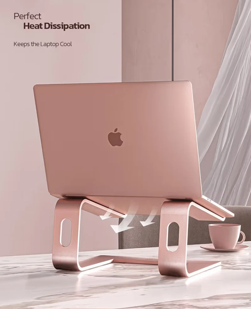 Laptop Stand, Ergonomic Aluminum Detachable Riser Notebook Holder Compatible w/ MacBook Air Pro, Dell XPS, HP, Lenovo 10-16” - Rose Gold