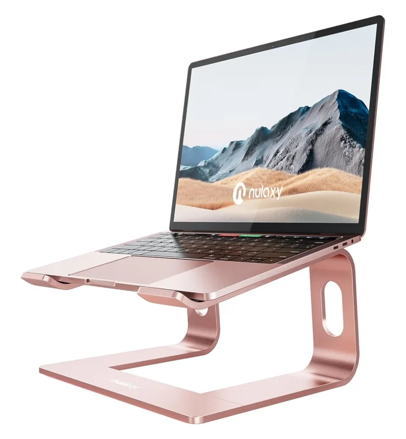 Laptop Stand, Ergonomic Aluminum Detachable Riser Notebook Holder Compatible w/ MacBook Air Pro, Dell XPS, HP, Lenovo 10-16” - Rose Gold
