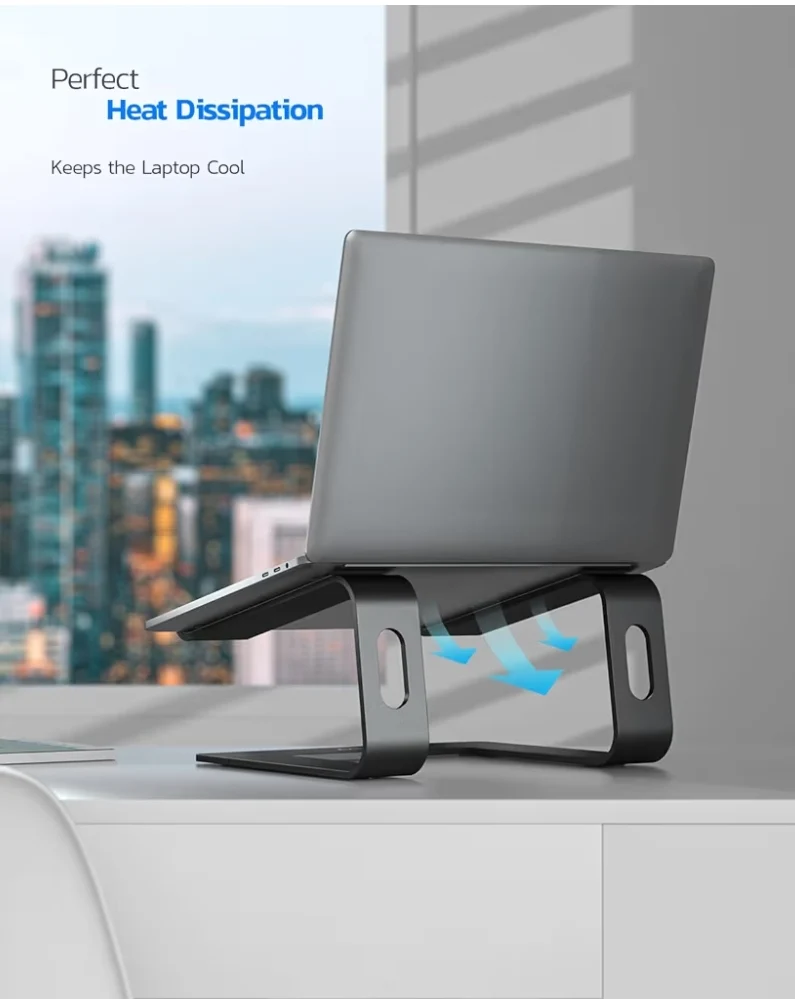 Ergonomic Aluminum Computer Stand, Detachable Riser Holder Stand Compatible w/ MacBook Air Pro, Dell XPS, HP, 10-15.6”