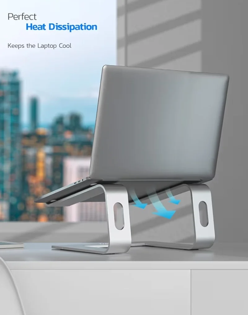 Ergonomic Aluminum Computer Stand, Detachable Riser Notebook Holder Compatible w/ 10-15.6” Laptops