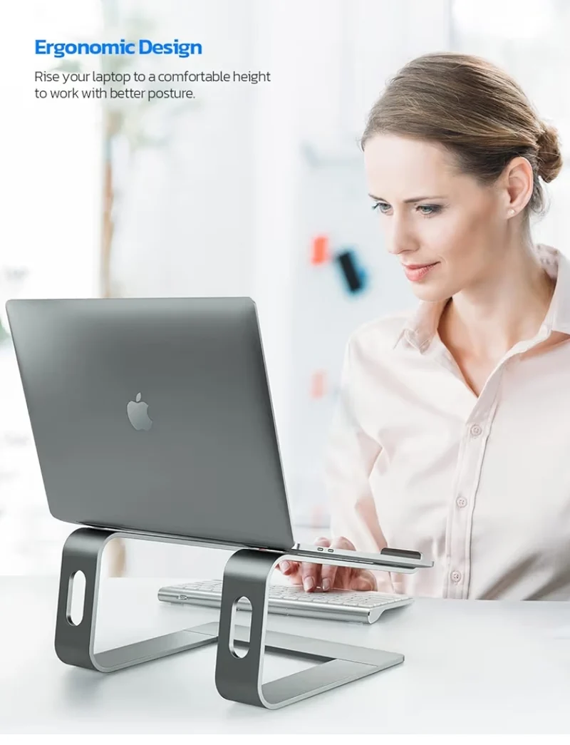Aluminum Detachable Laptop Stand, Ergonomic Ventilated Cooling Holder Riser , Anti-Slip Design Compatible with All 10-16"