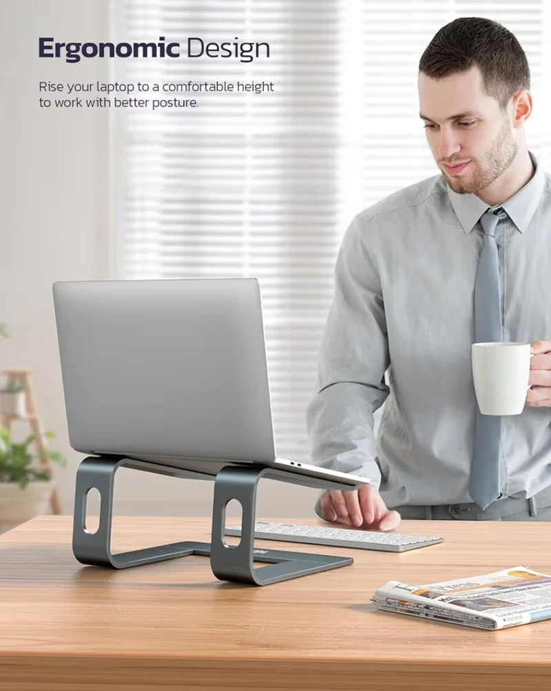 Aluminum Detachable Laptop Stand, Ergonomic Ventilated Cooling Holder Riser , Anti-Slip Design Compatible with All 10-16"