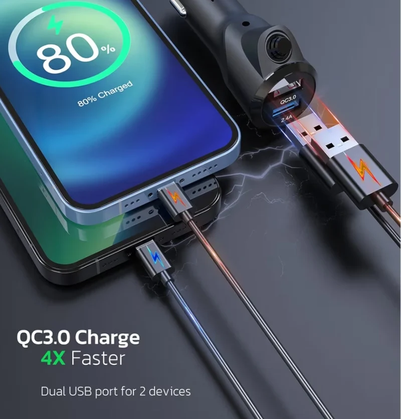 Bluetooth FM Transmitter Adapter , Support QC3.0 Fast Charging, Hands-Free Call, MP3 Music Player TF Card AUX - Green
